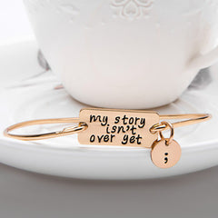 Silver Semicolon Charm Bangle